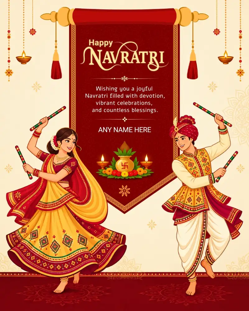 Happy Navratri Celebration E-Card with Name