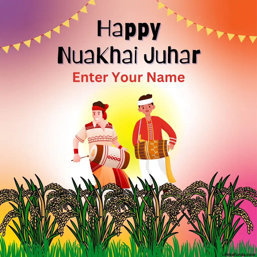 Nuakhai Juhar Wishes with Name