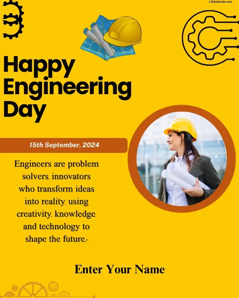 Personalize Happy Engineering Day wishes card With Name and photo