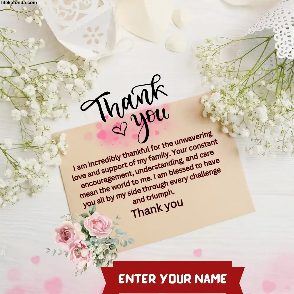 Warmest thank you wishes cards with name