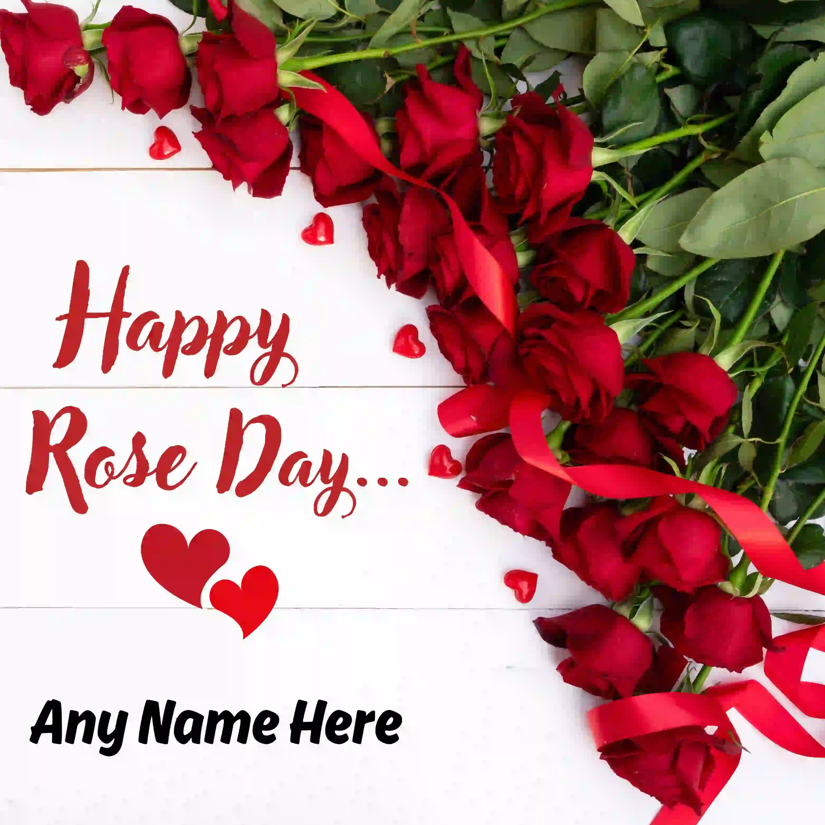 Free Stylish Heart Shape Rose Day Card